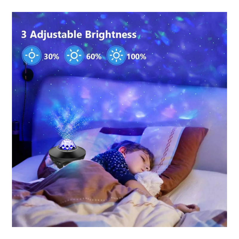 Luminária LED Starry Projetor Light BLXK01 com Controle Remoto, USB e