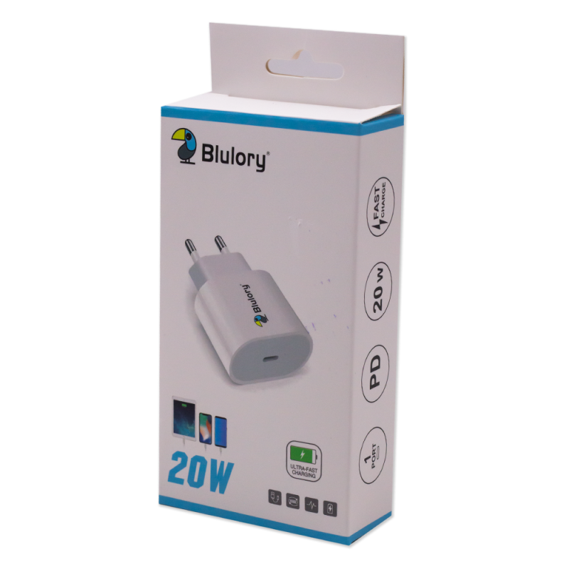 Carregador / Adaptador de Parede Blulory BC20C USB-C Carregamento ...
