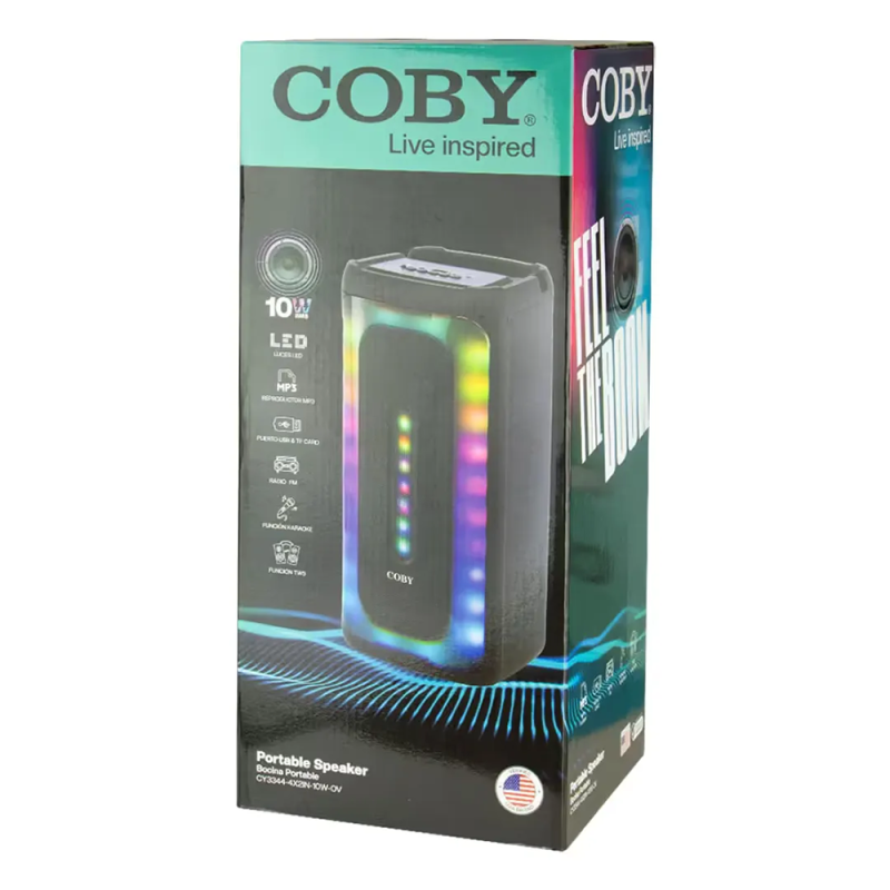 Caixa de Som Coby CY3344-4X2IN-10W-OV / 10W / Bluetooth / USB / SD