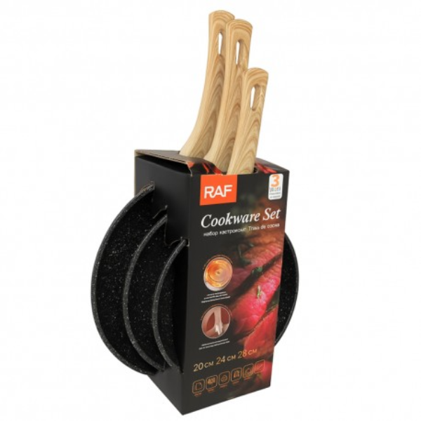 Anúncio: Jogo de Frigideiras Raf R.80008 Com 3 Peças (20/24/28CM) - Preto