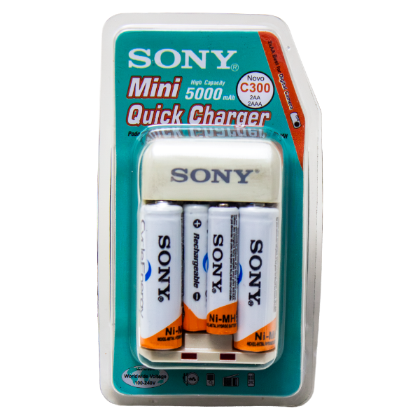 Anúncio: Carregador de Pilhas Sony BCG-C300 Com 2 Pilhas AA E 2 Pilhas AAA / 5000Mah / Para Pilha AAA e AA / Bivolt