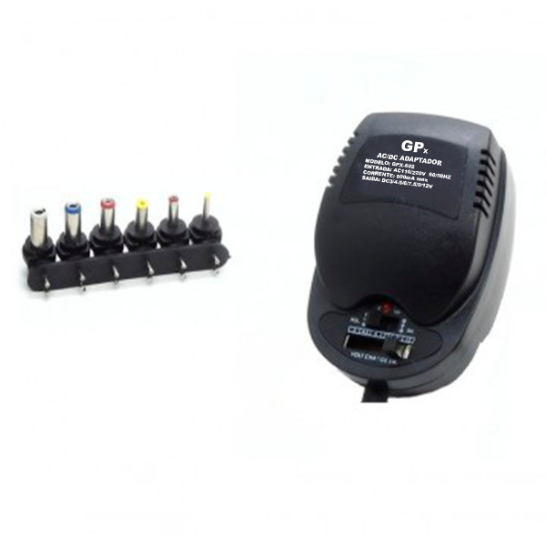 Anúncio: Fonte de Alimentaçao GPX AC/ DC Adaptador GPX-502 Com 6 Conectores / 500Mah / 110-240V 60/50HZ